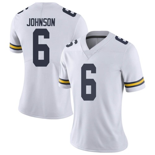 Cornelius Johnson Michigan Wolverines Women's NCAA #6 White Limited Brand Jordan College Stitched Football Jersey LAH1354CX
